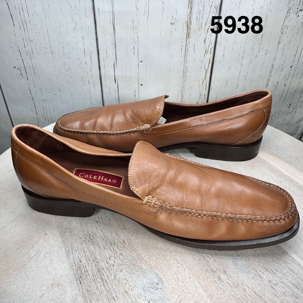 Cole Haan Mens C02154 Tan Leather Venetian Loafers Made in Brazil Size 11.5 E